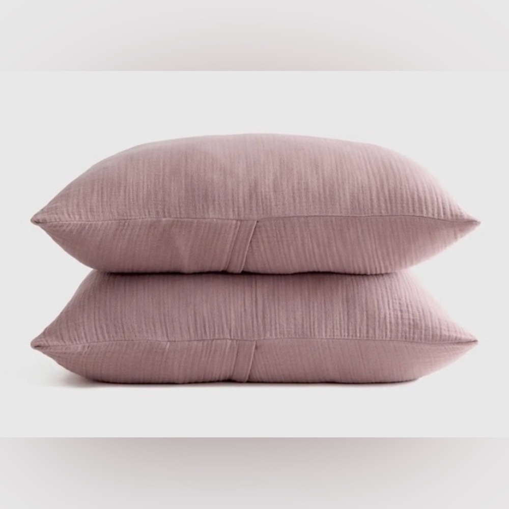 NWOT Quince Organic Cotton Airy Gauze Pillow Sham Set of 2 KING Size Color FIG